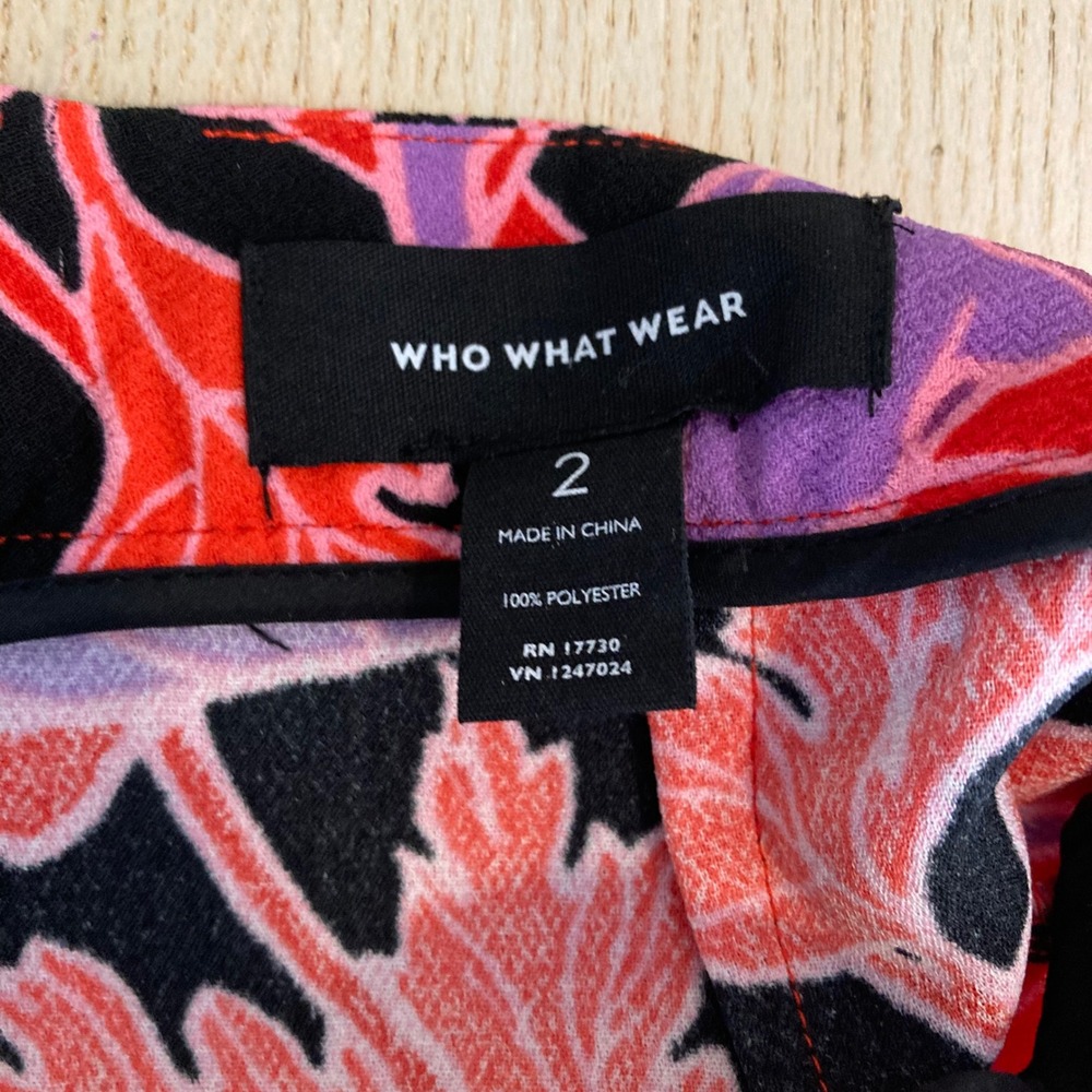 Who What Wear Pencil Skirt Womens 2 Red Poppy Floral Print Knee Length Back Slit - Picture 7 of 7